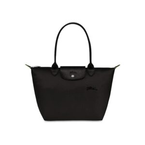 Longchamp L1899919 Women's Shoulder Leather Trim Tote Handbag, Large, Black